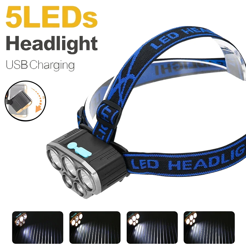 Running Headlamp Led - Şarj edilebilir 5 LED Far Ultra