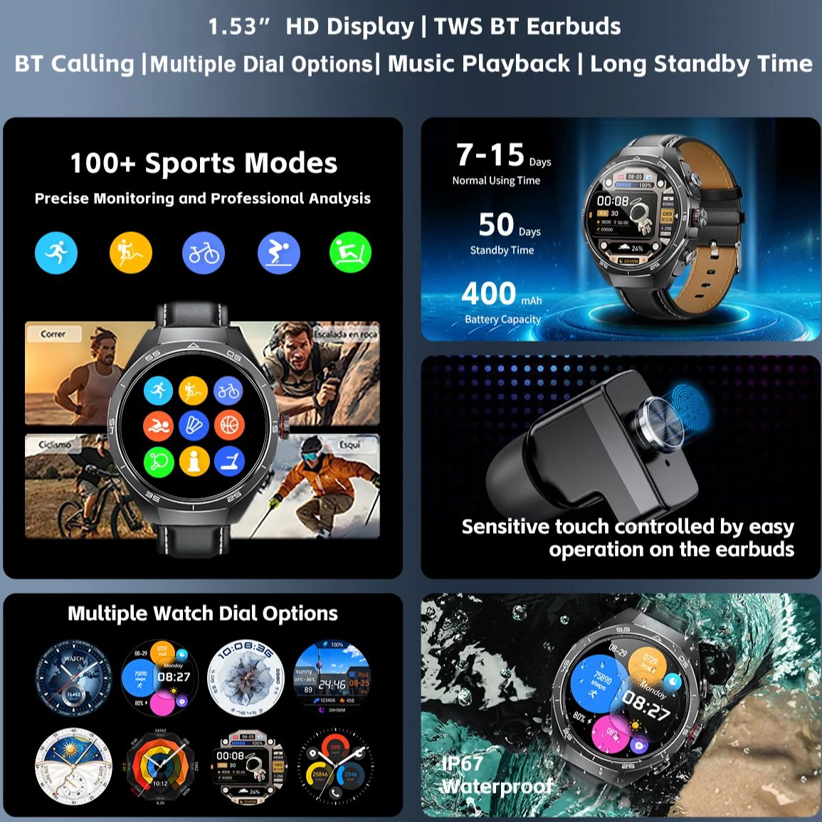 NFC Kulaklıklı Akıllı Saat 2's - Earphone Sport Hook incelemesi ve fiyatı