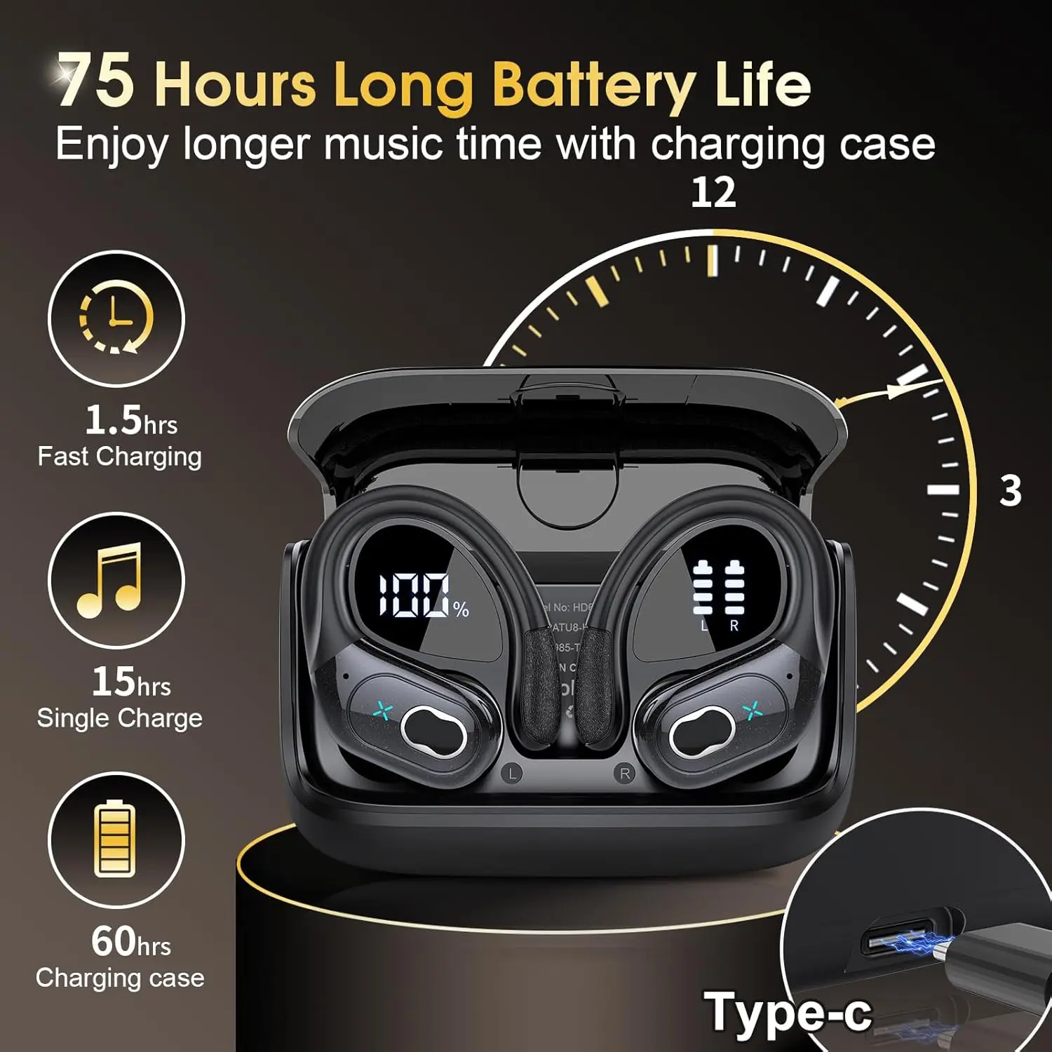 TWS Kablosuz Bluetooth 5.4 Kul - Earphone Sport Hook incelemesi ve fiyatı